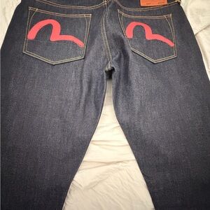 Evisu Dark Navy Jeans with Red Accents